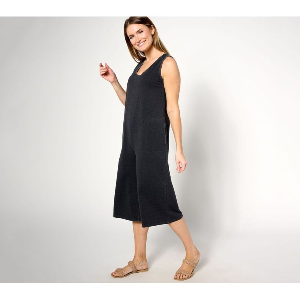 Anybody Women's Petite Jumpsuits 1XP Lounge Beach Wash French Terry Black